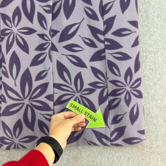 Women's Boden Wool Purple Floral Coat Size 12 UK (8-10 US) Long Peacoat Jacket - Picture 8 of 16